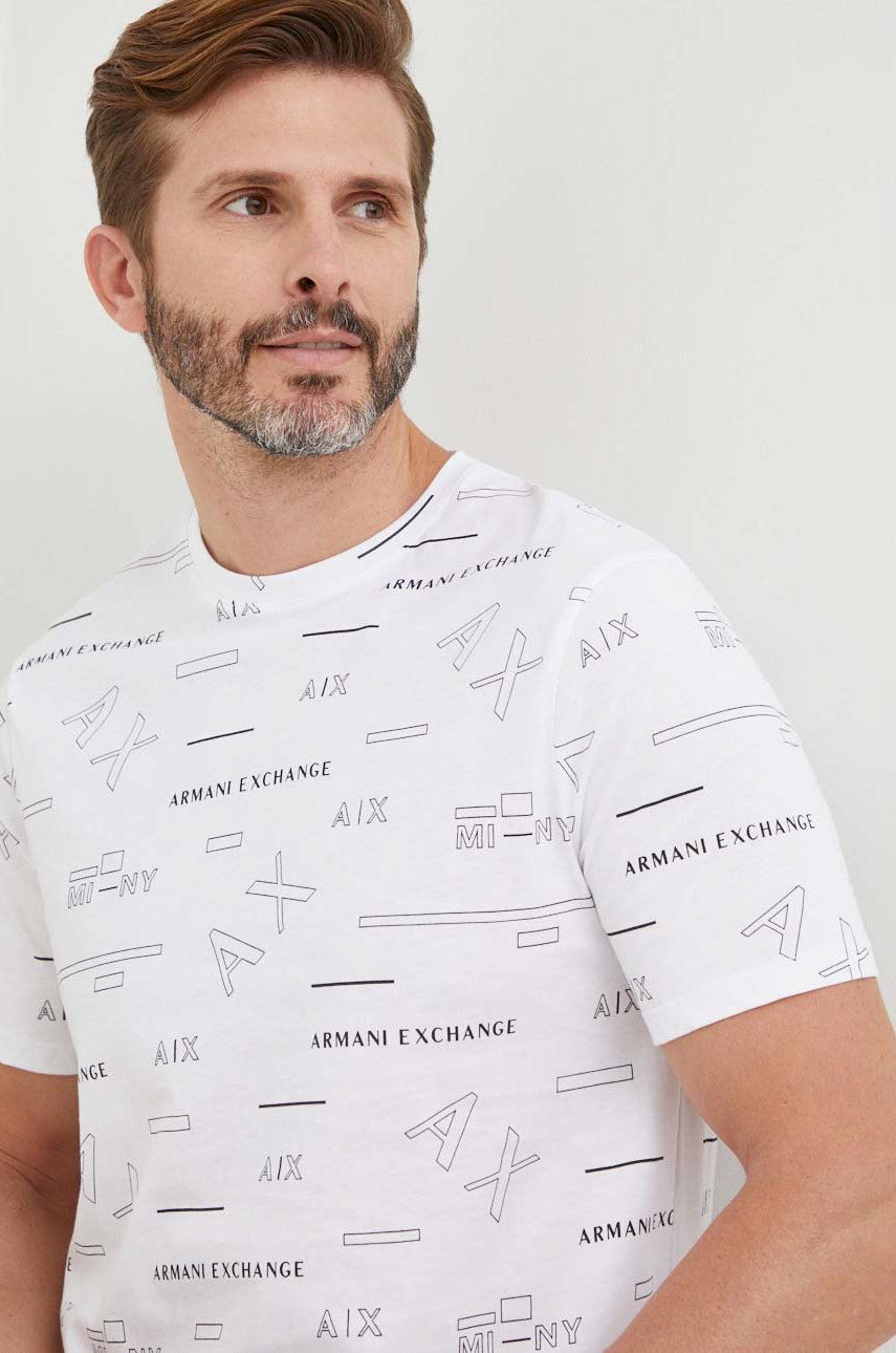 Armani Exchange t-shirt bawełniany 6LZTFE.ZJ8EZ kolor biały z nadrukiem