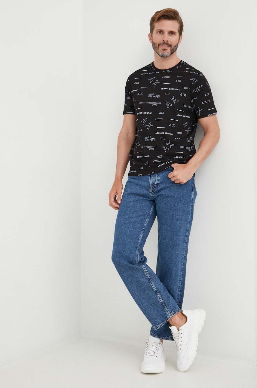 

Хлопковая футболка Armani Exchange цвет чёрный с принтом