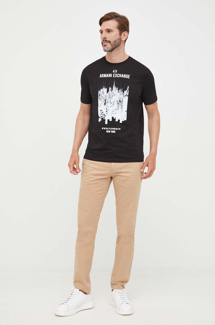 

Хлопковая футболка Armani Exchange цвет чёрный с принтом