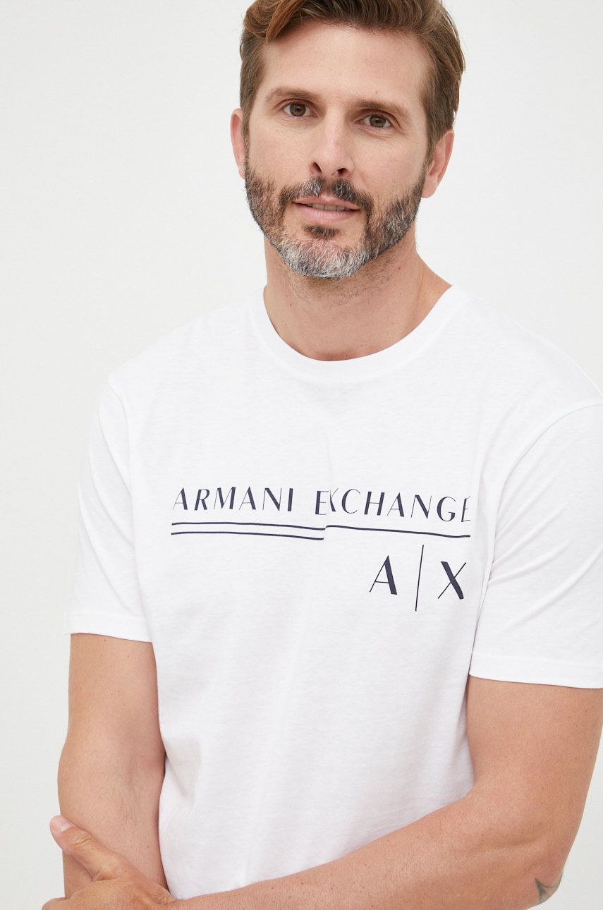 Armani Exchange t-shirt bawełniany 6LZTCE.ZJ6NZ kolor biały z nadrukiem