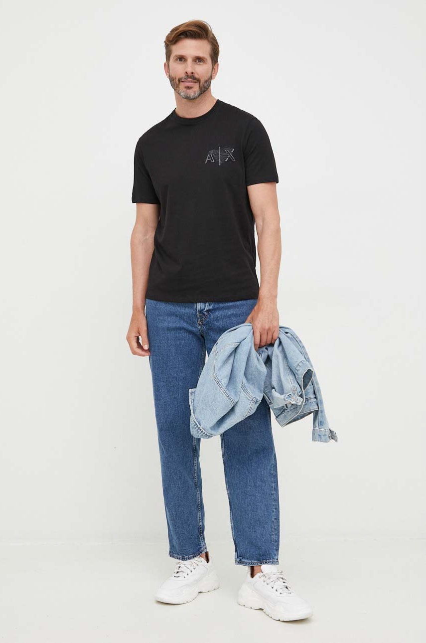 

Хлопковая футболка Armani Exchange цвет чёрный с принтом