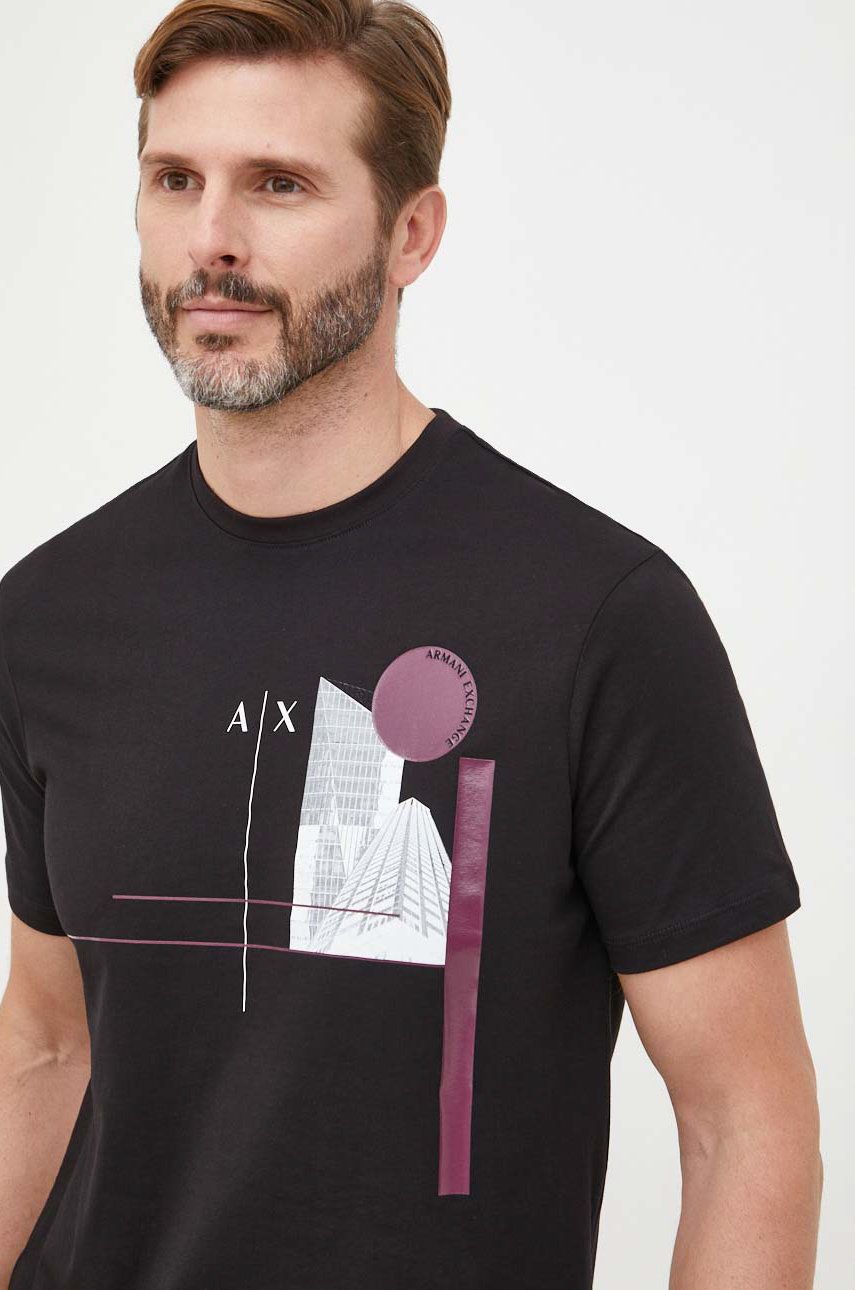 Armani Exchange t-shirt bawełniany 6LZTHJ.ZJBVZ kolor czarny z nadrukiem