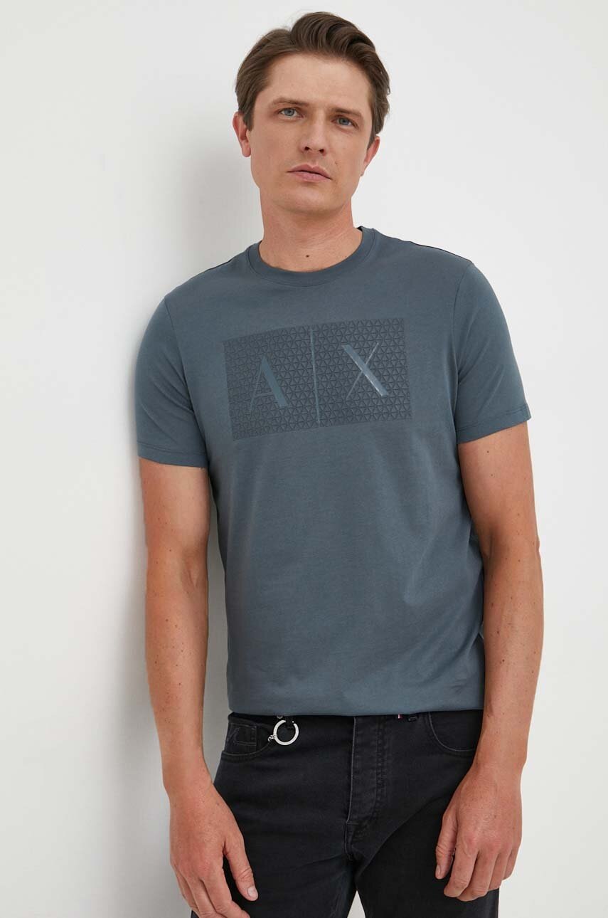 

Хлопковая футболка Armani Exchange цвет бирюзовый с принтом