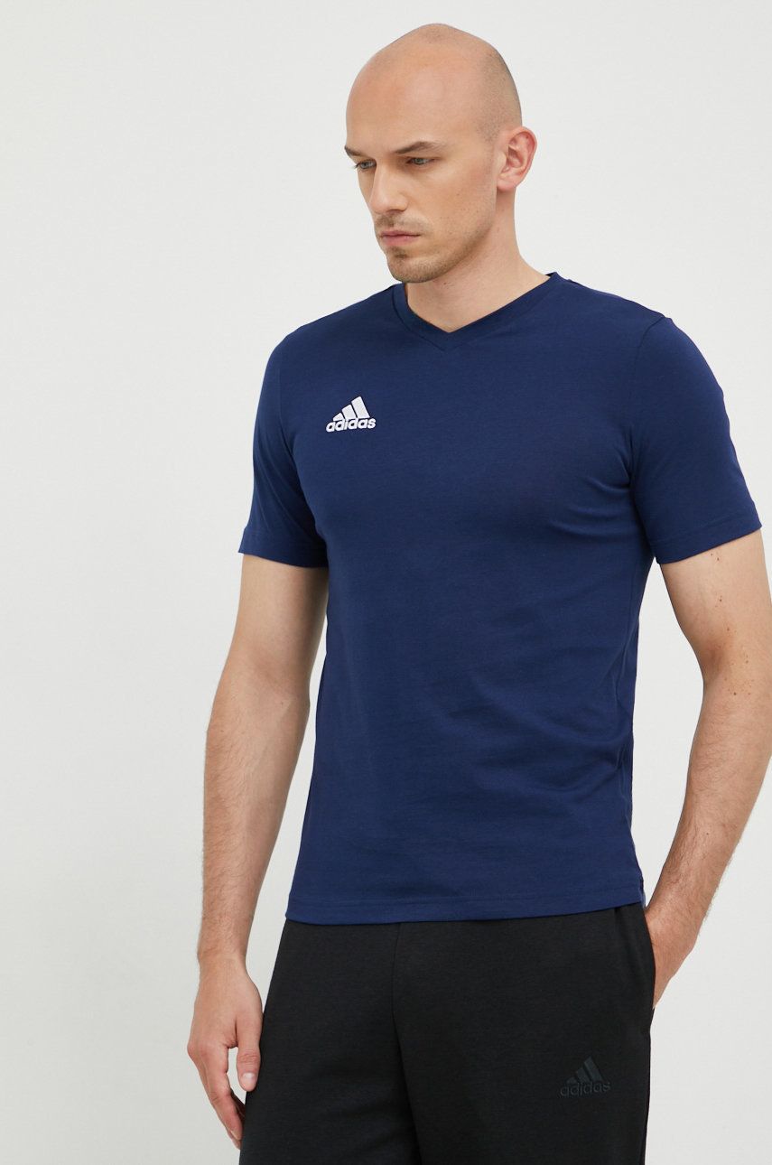 Tričko adidas Performance Entrada 22 tmavomodrá barva - námořnická modř -  100% BCI bavlna
