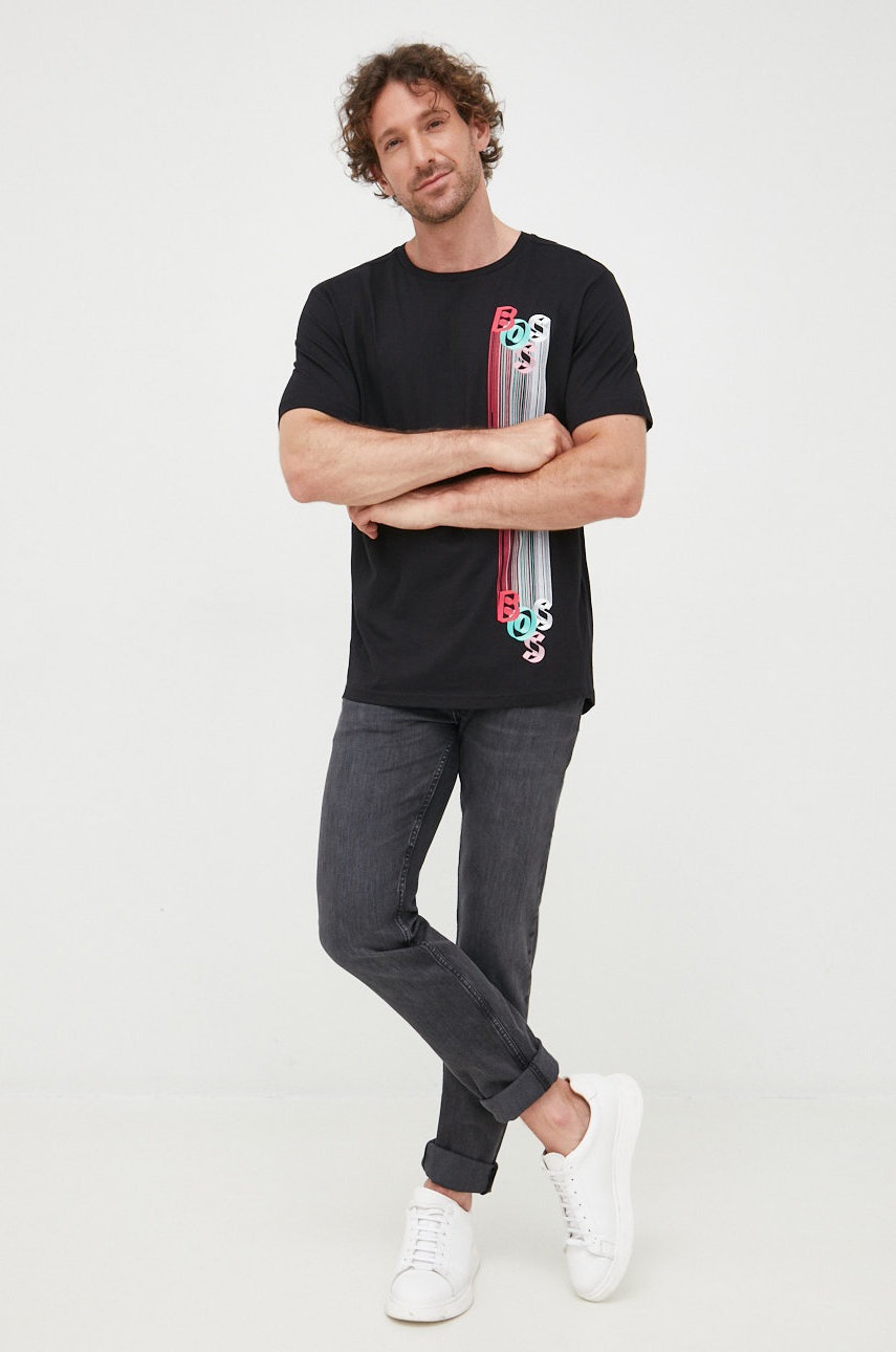 

Хлопковая футболка BOSS Boss Athleisure цвет чёрный с принтом