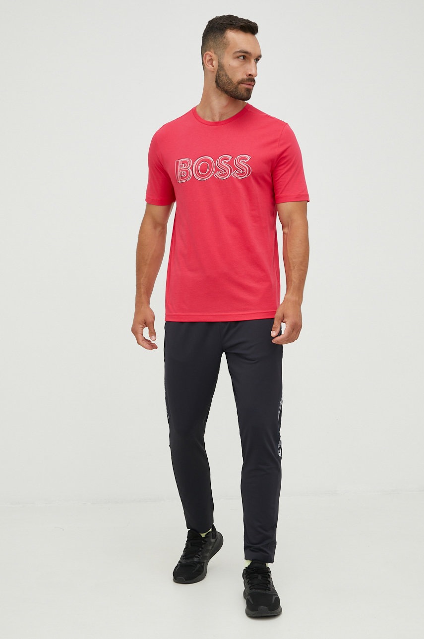 

Хлопковая футболка BOSS Boss Athleisure цвет розовый однотонная