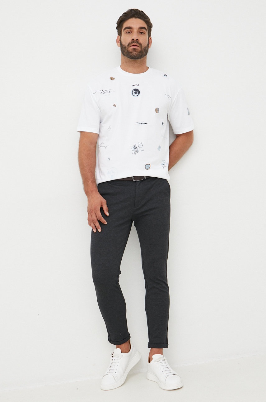 

Футболка BOSS Boss Athleisure мужская цвет белый узорный