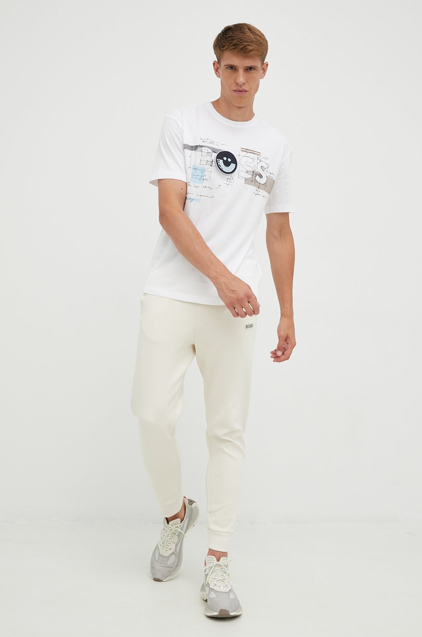 

Бавовняна футболка BOSS Boss Athleisure колір білий з аплікацією