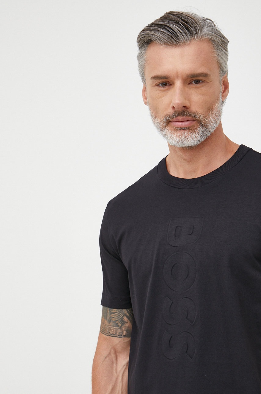 

Тениска BOSS Boss Athleisure в черно с апликация, Черен