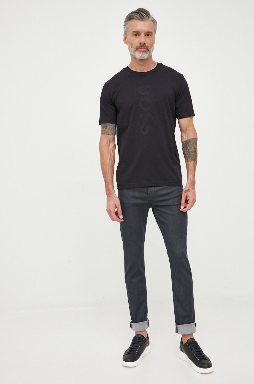 

Футболка BOSS Boss Athleisure мужская цвет чёрный с аппликацией