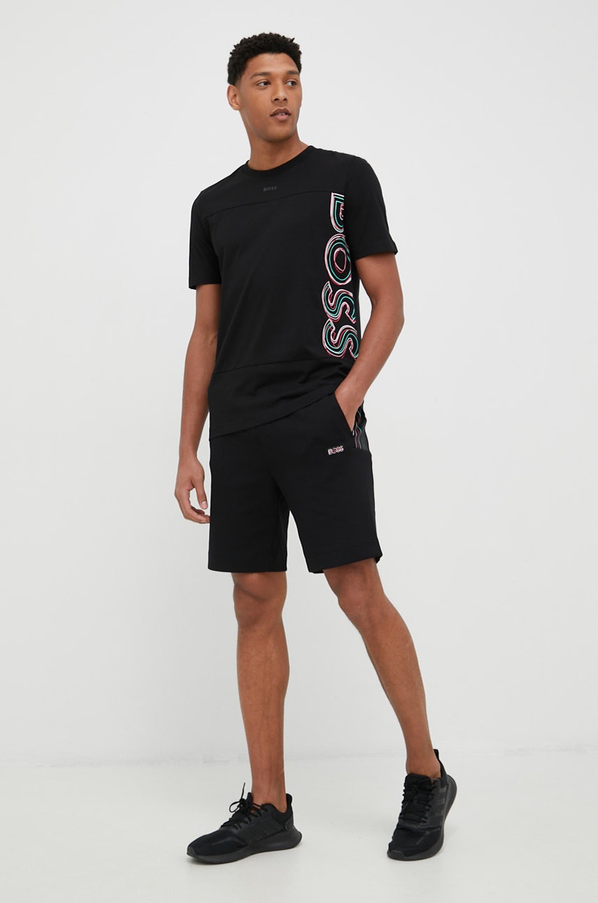 

Хлопковая футболка BOSS Boss Athleisure цвет чёрный с принтом