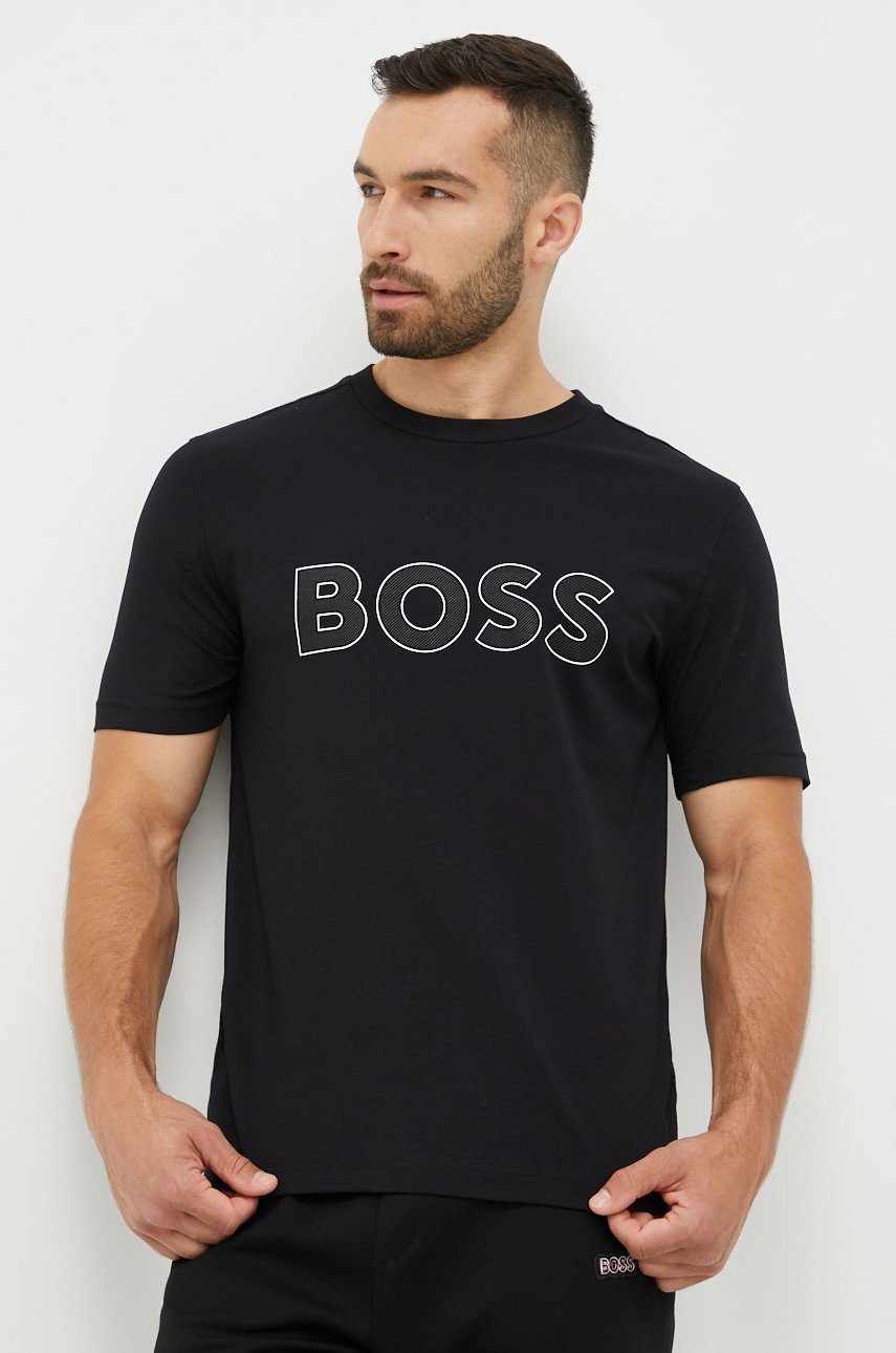 

Тениска BOSS Boss Athleisure в черно с принт, Черен