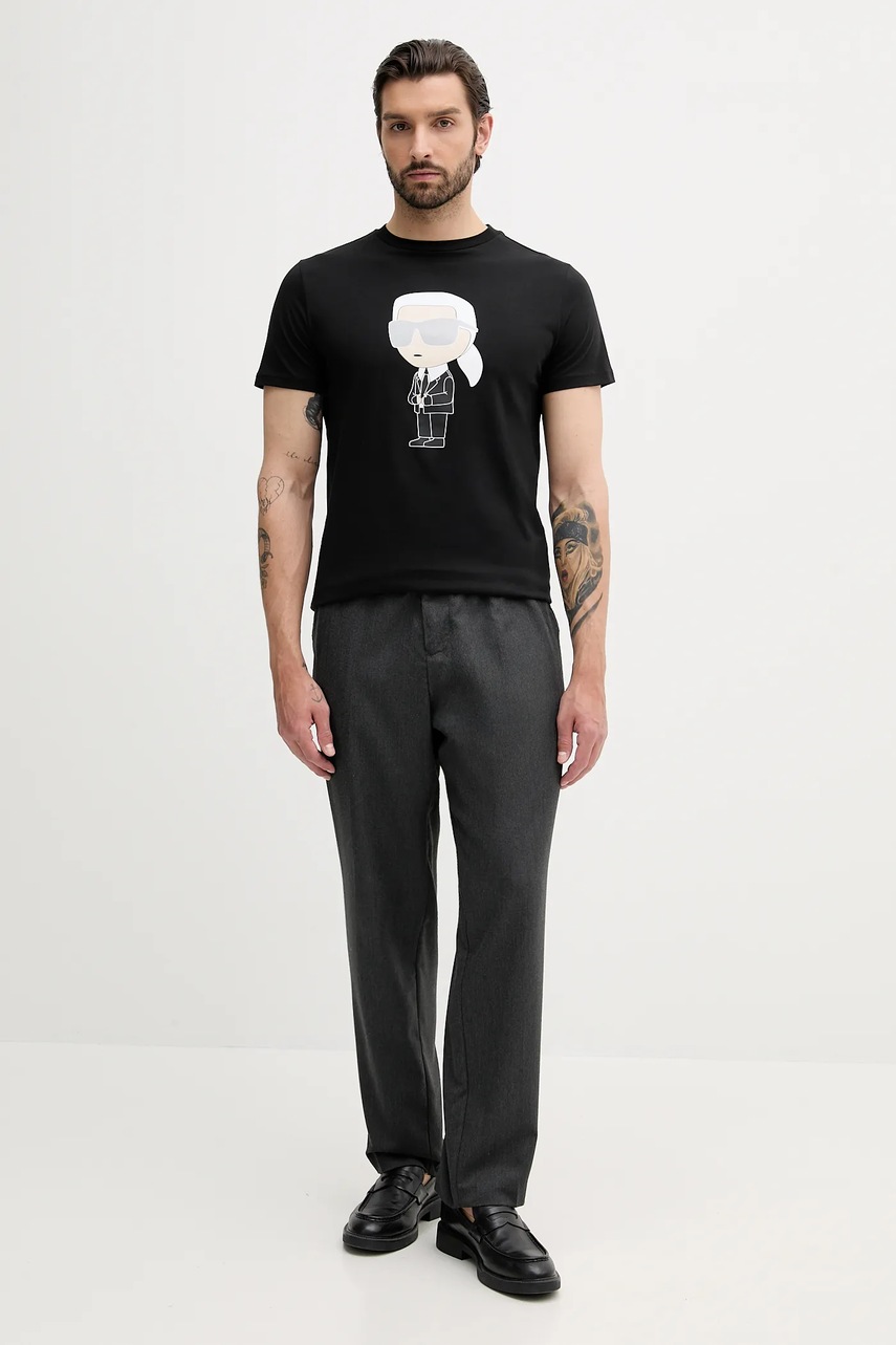 Хлопковая футболка Karl Lagerfeld цвет чёрный с принтом