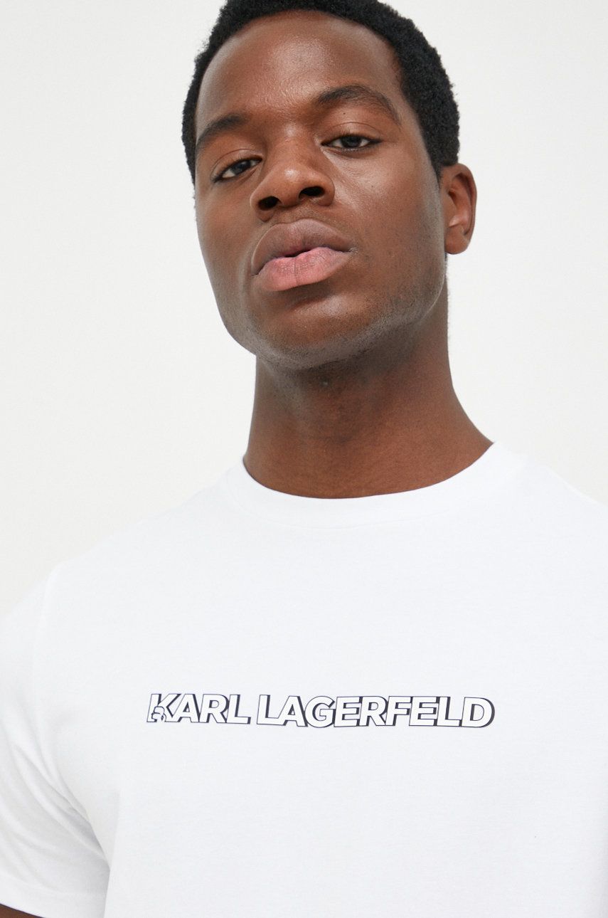 Karl Lagerfeld tricou barbati, culoarea alb, cu imprimeu answear.ro