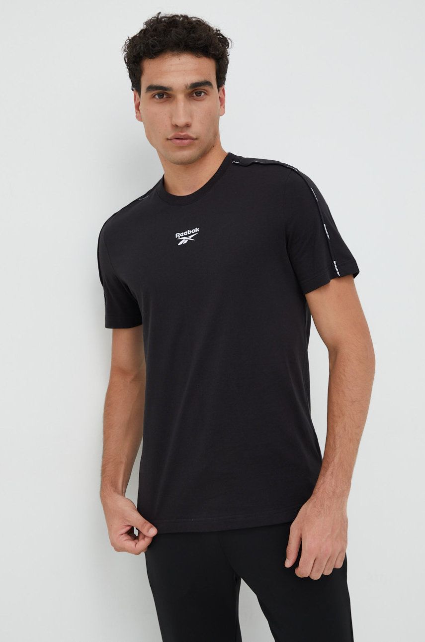 Reebok tricou Workout Ready barbati, culoarea negru, neted