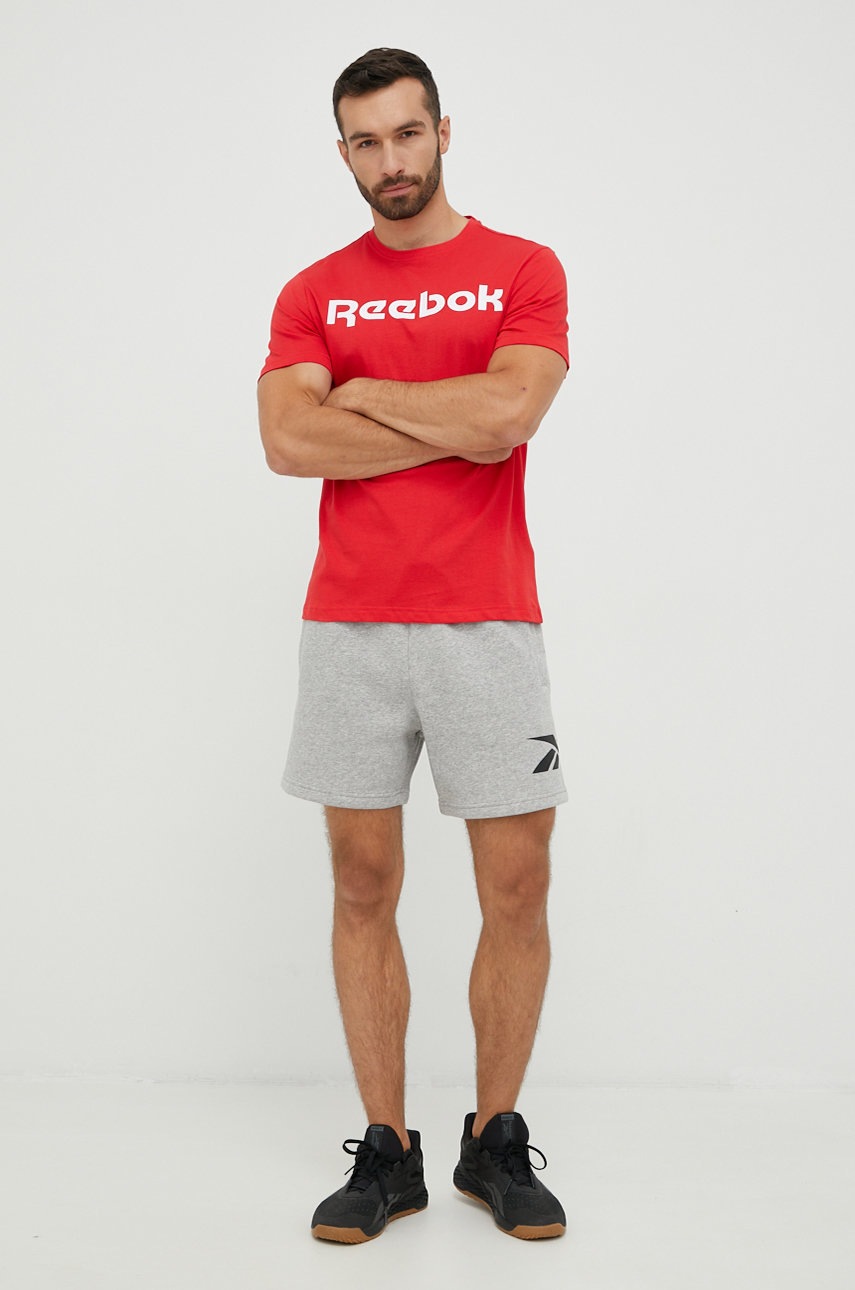

Хлопковая футболка Reebok цвет красный с принтом