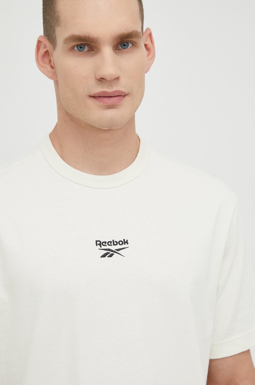Reebok classic tricou din bumbac culoarea bej, cu imprimeu