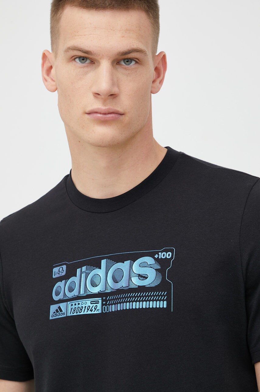 adidas tricou din bumbac culoarea negru, cu imprimeu