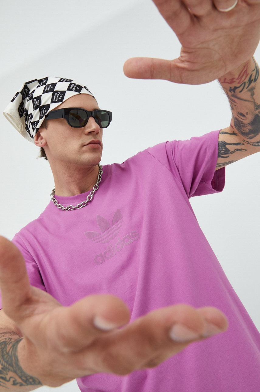 

Памучна тениска adidas Originals в розово с принт, Розов