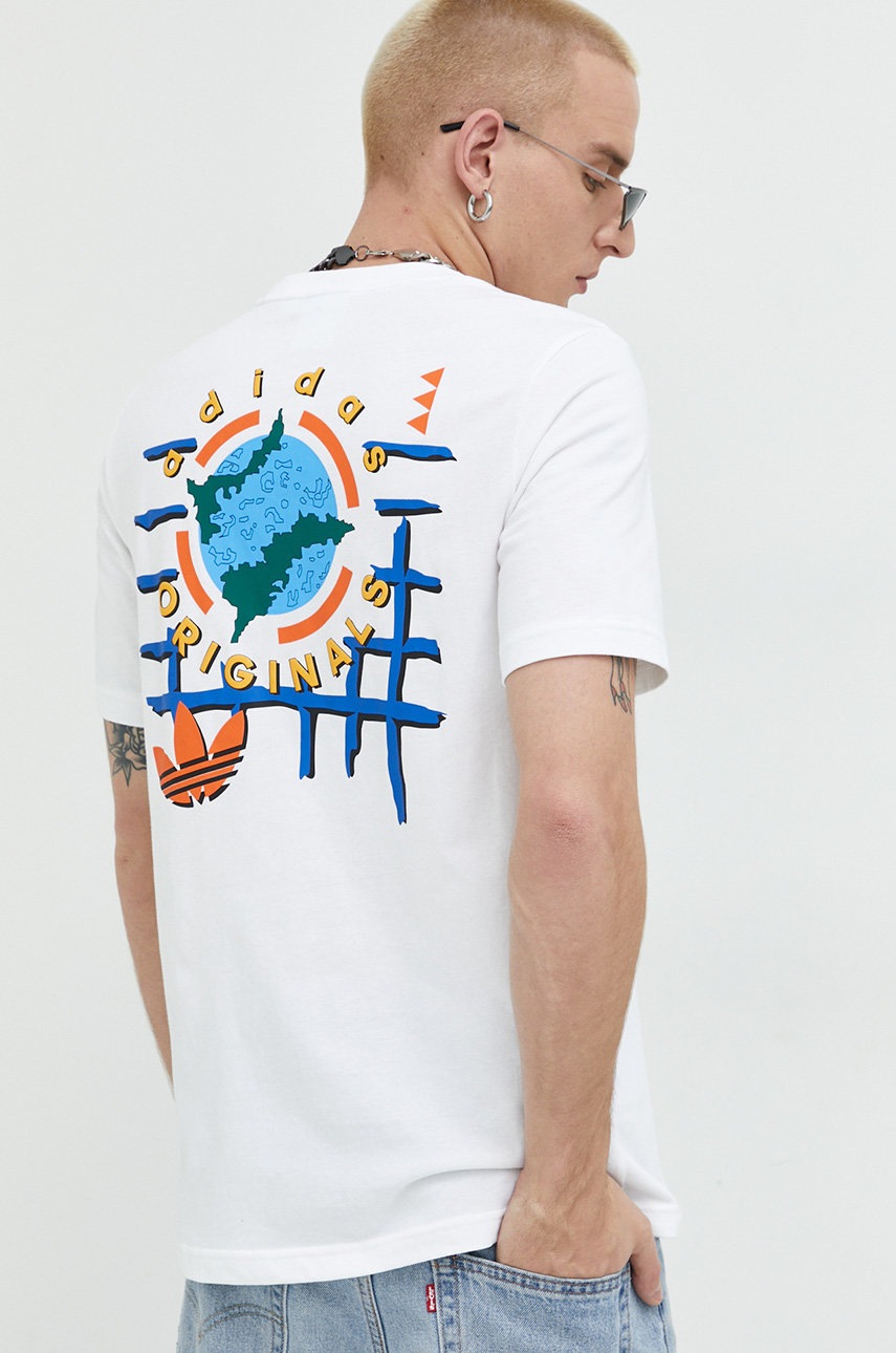 

Памучна тениска adidas Originals в бяло с принт, Бял