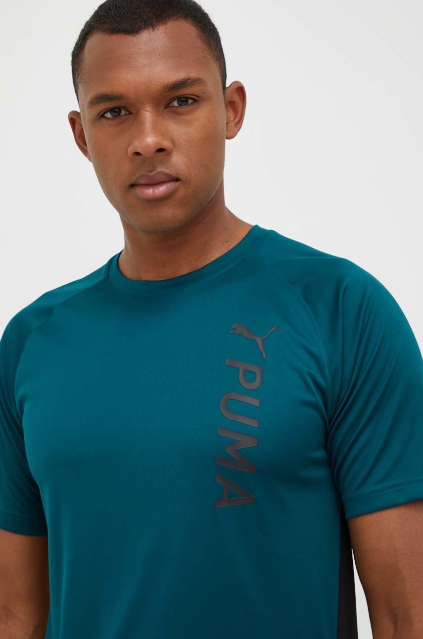 Puma tricou de antrenament fit culoarea verde, cu imprimeu