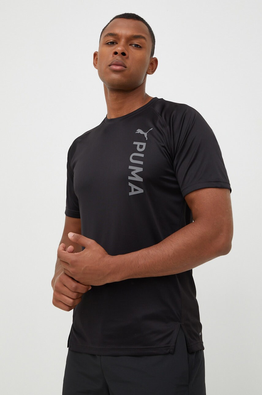 Puma tricou de antrenament fit culoarea negru, cu imprimeu