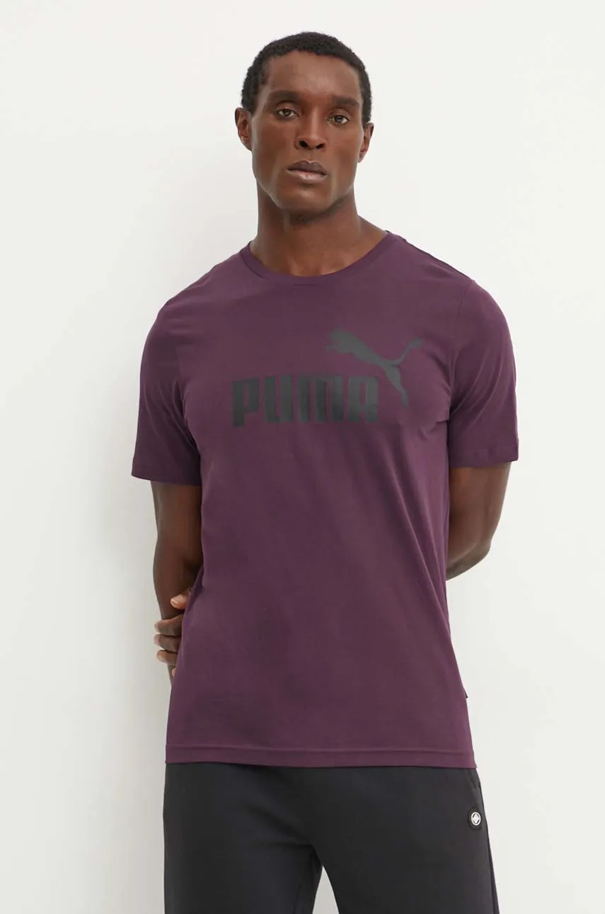 

Памучна тениска Puma в бордо с принт, Виолетов