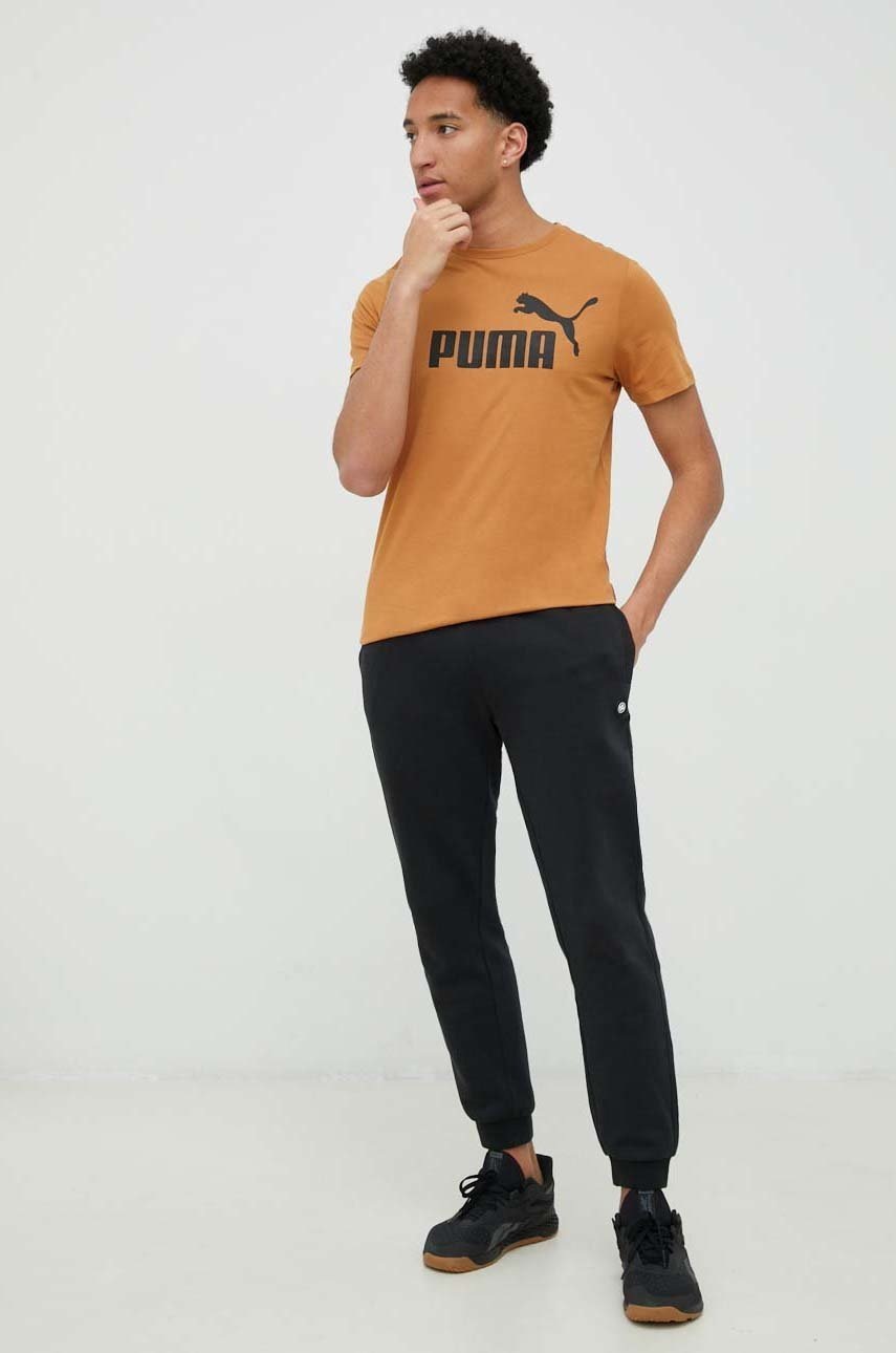 

Бавовняна футболка Puma колір зелений з принтом