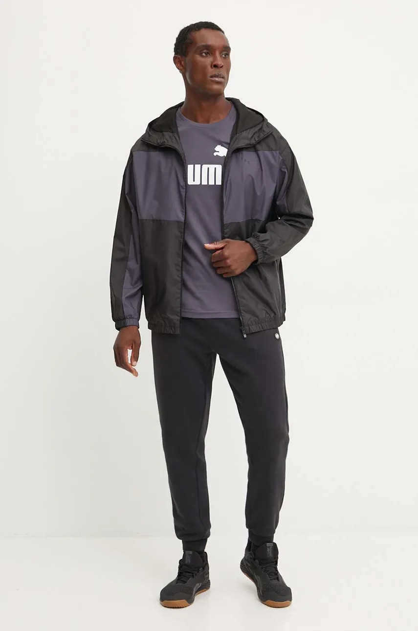 Хлопковая футболка Puma цвет серый с принтом Хлопковая футболка Puma цвет серый с принтом
