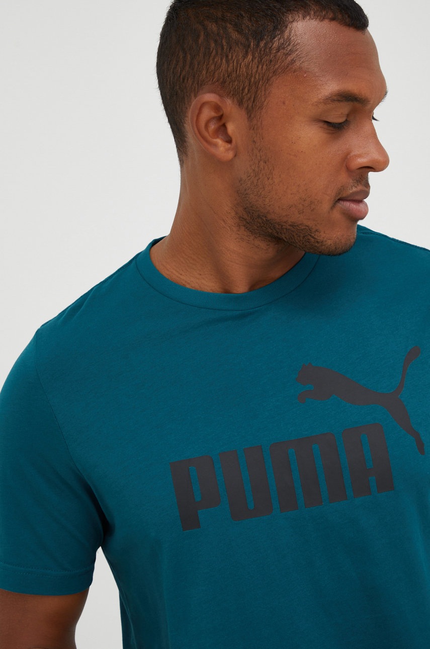

Памучна тениска Puma в зелено с принт, Зелен