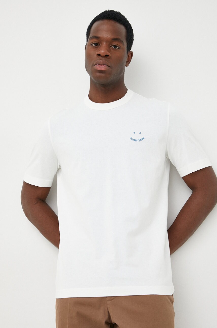 Ps paul smith tricou din bumbac culoarea alb, neted