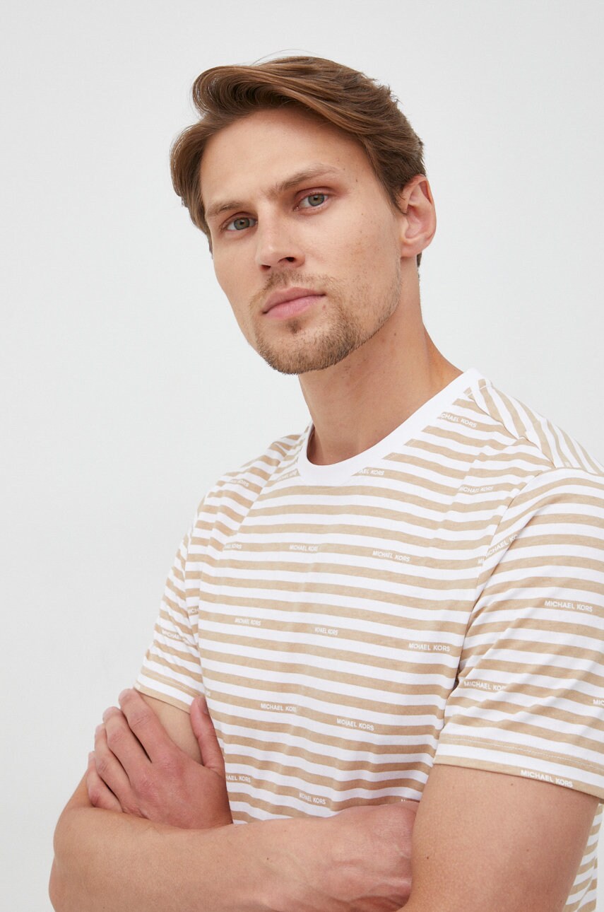Michael kors tricou din bumbac culoarea bej, modelator