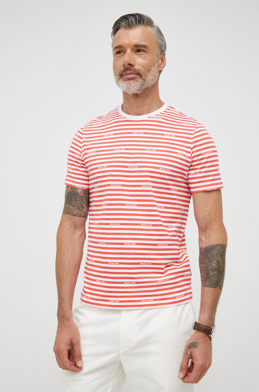 Michael kors tricou din bumbac culoarea portocaliu, modelator