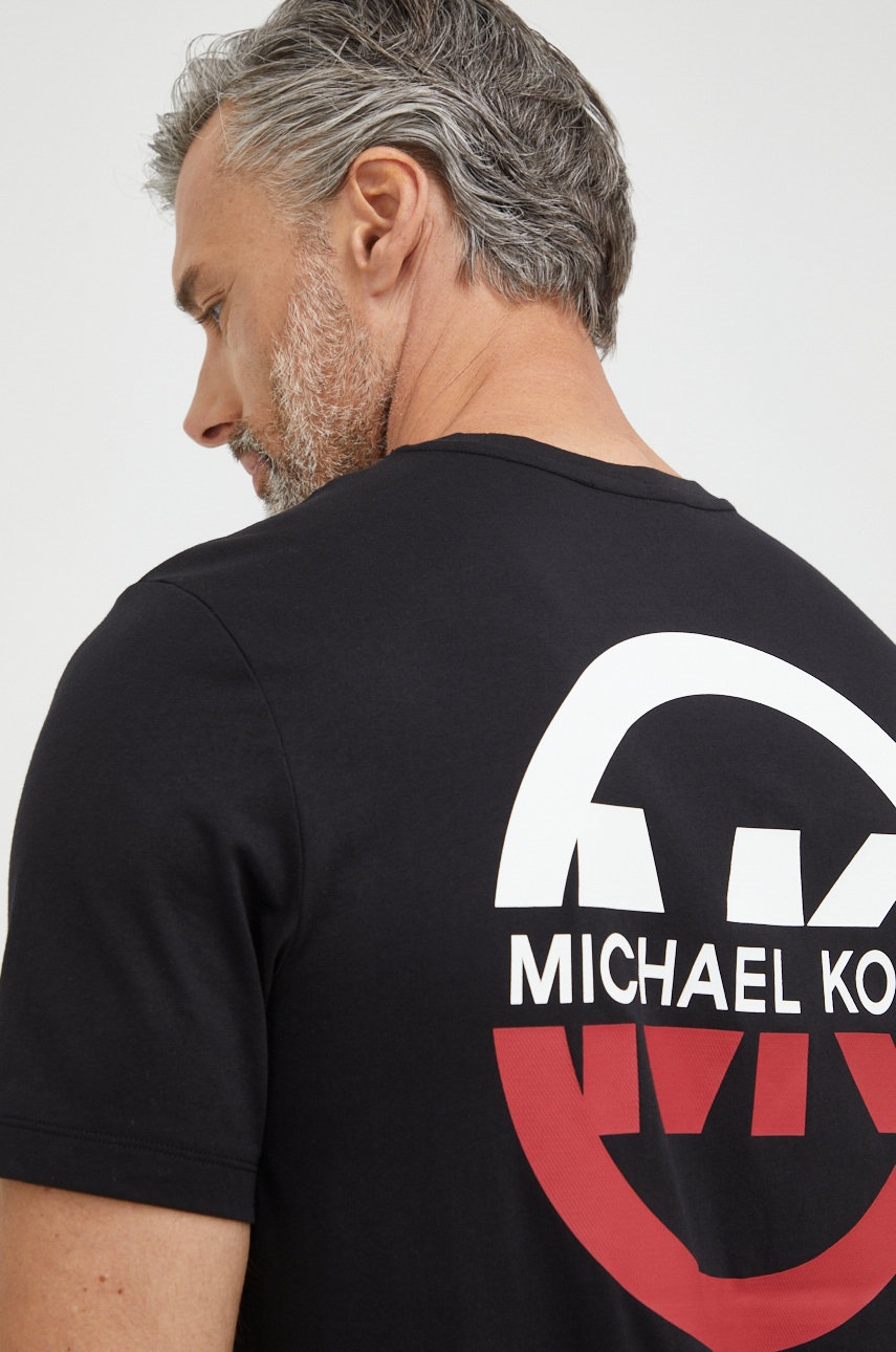 

Памучна тениска Michael Kors в черно с принт, Черен