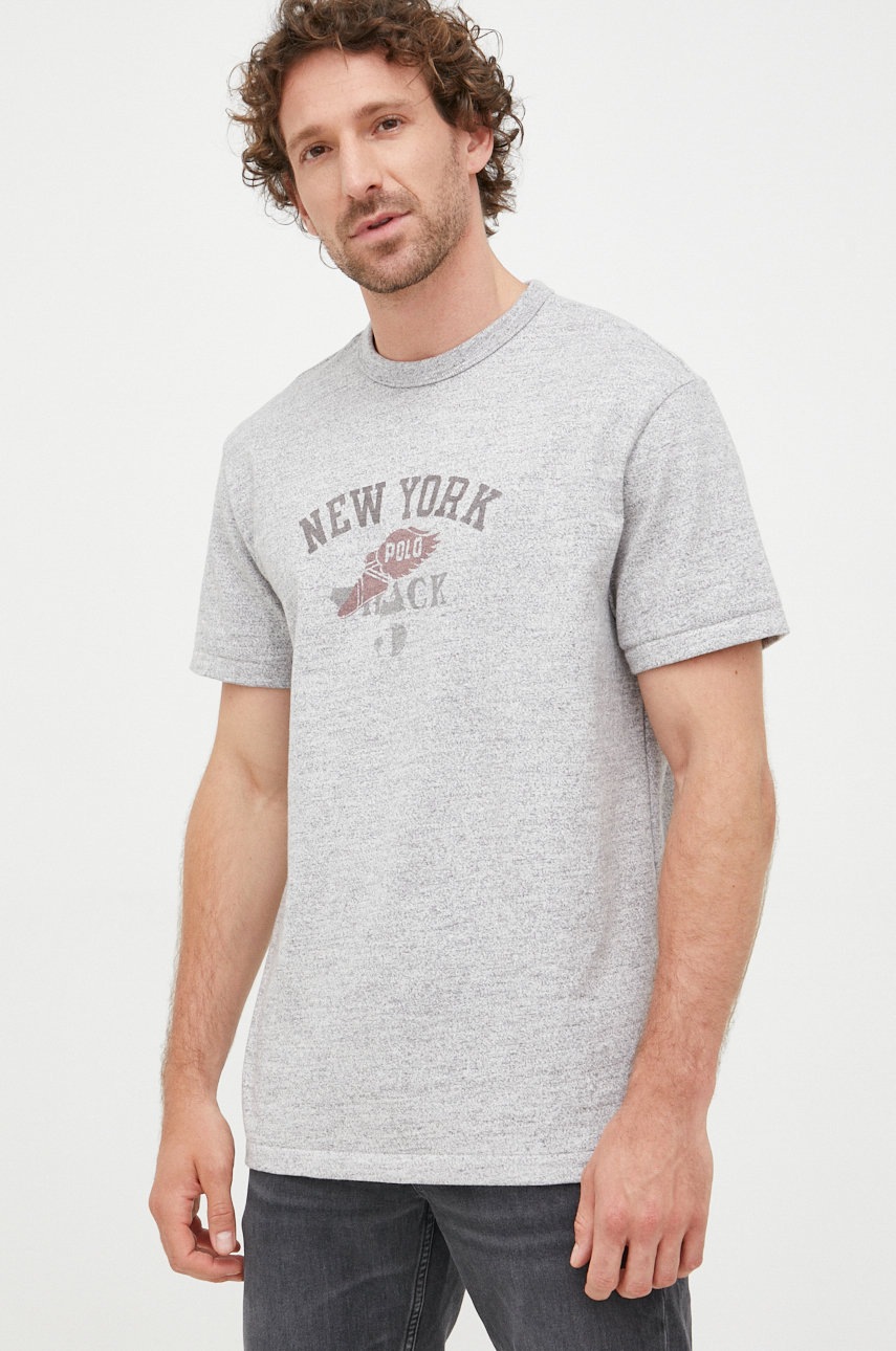 

Тениска Polo Ralph Lauren в сиво с принт, Сив