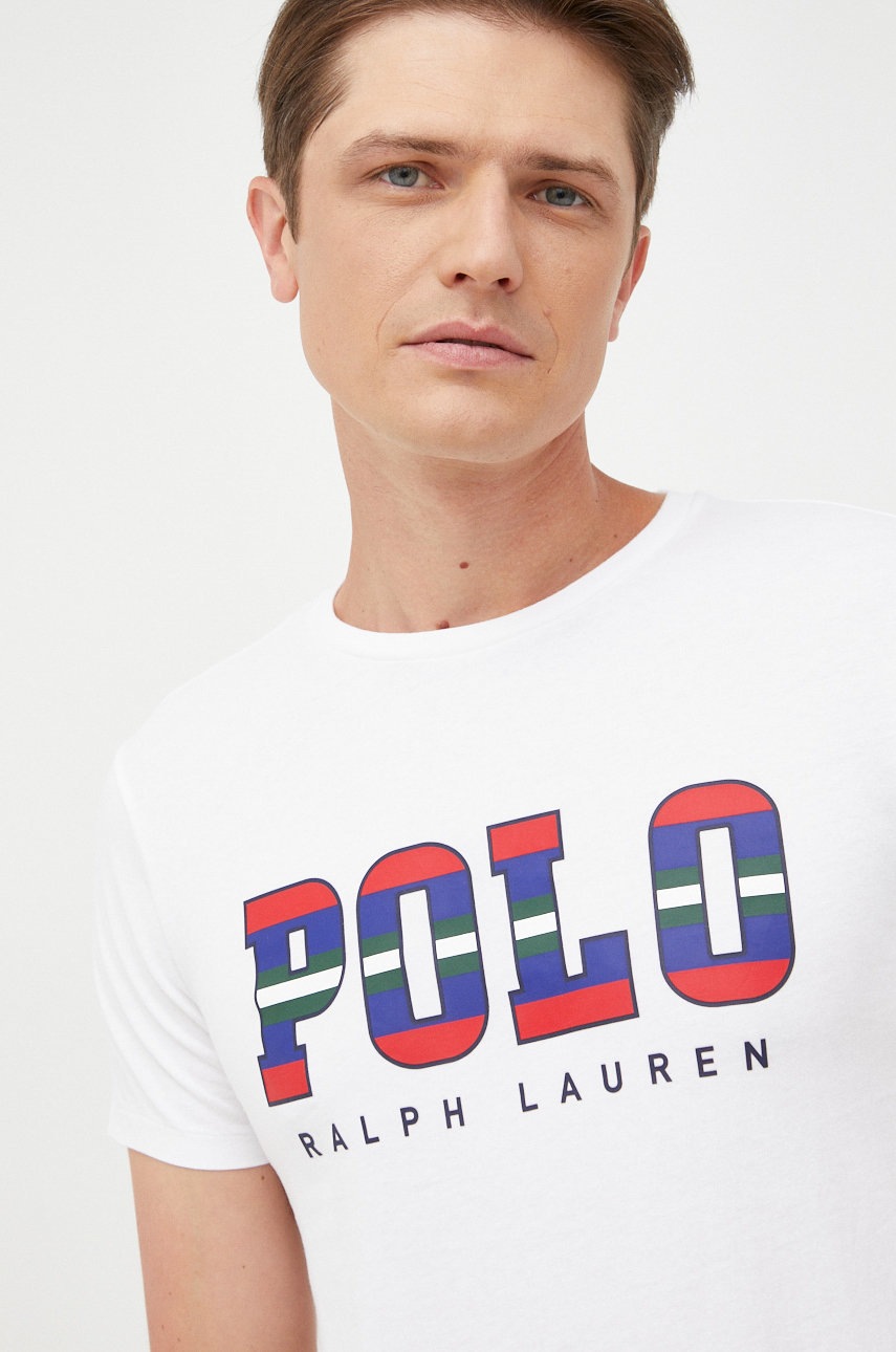 

Бавовняна футболка Polo Ralph Lauren колір білий з принтом