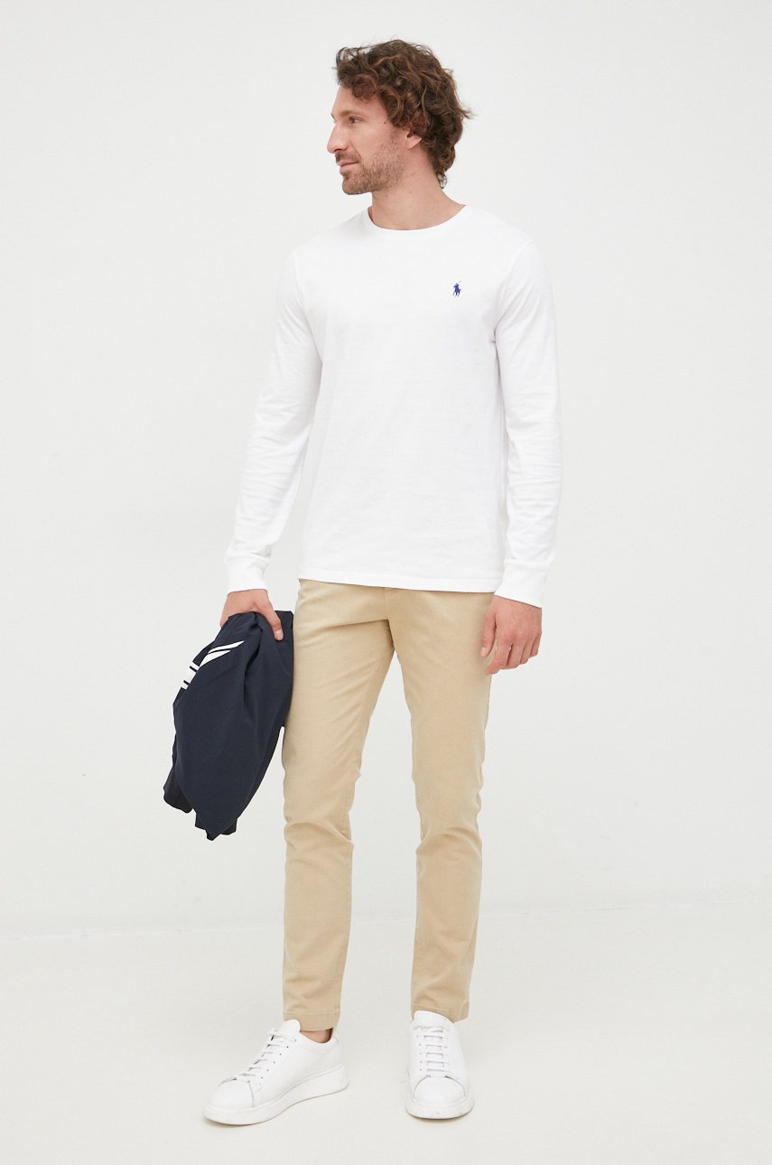 

Хлопковый лонгслив Polo Ralph Lauren цвет белый с принтом