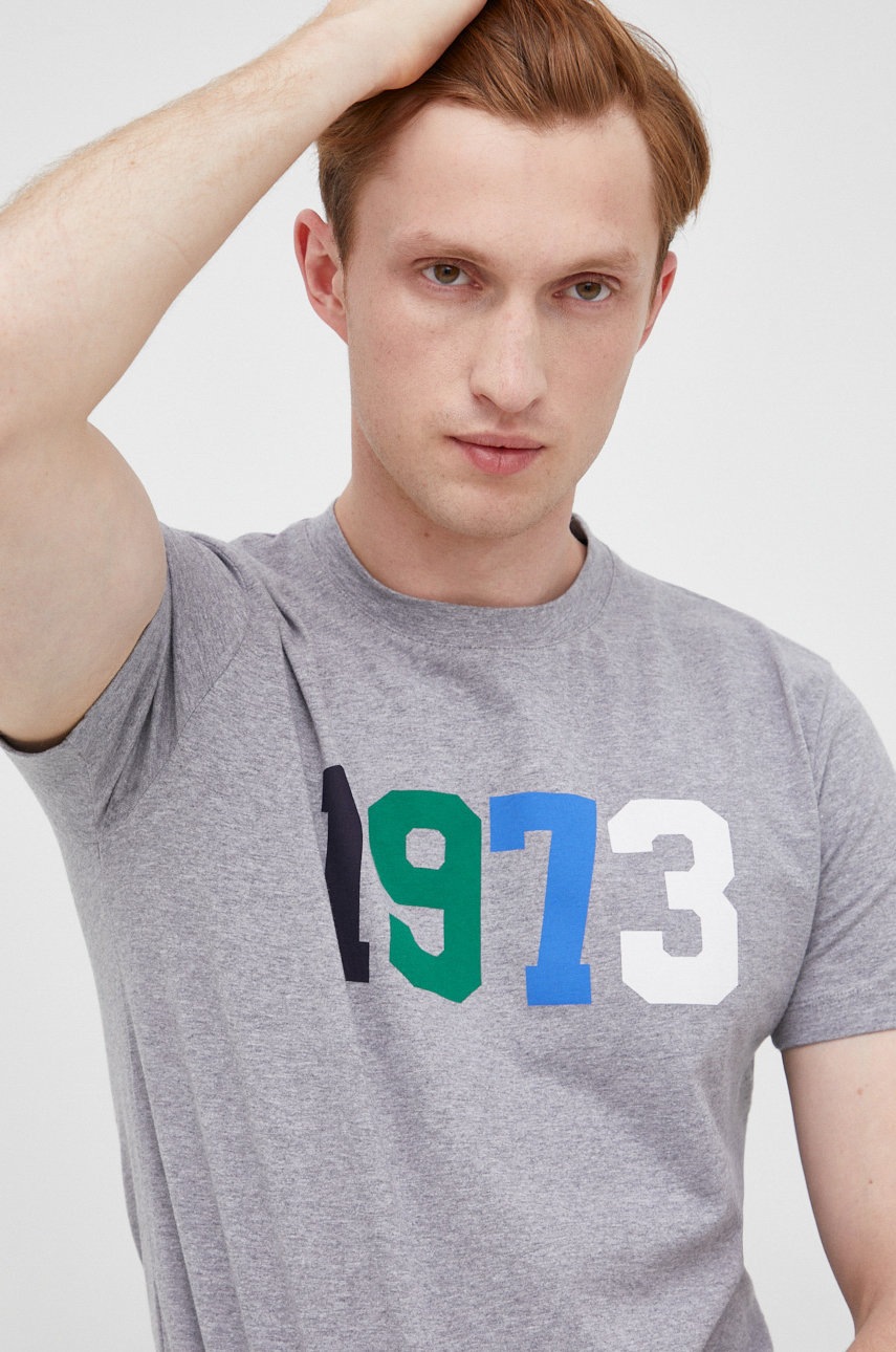 

Памучна тениска Pepe Jeans в сиво с принт, Сив