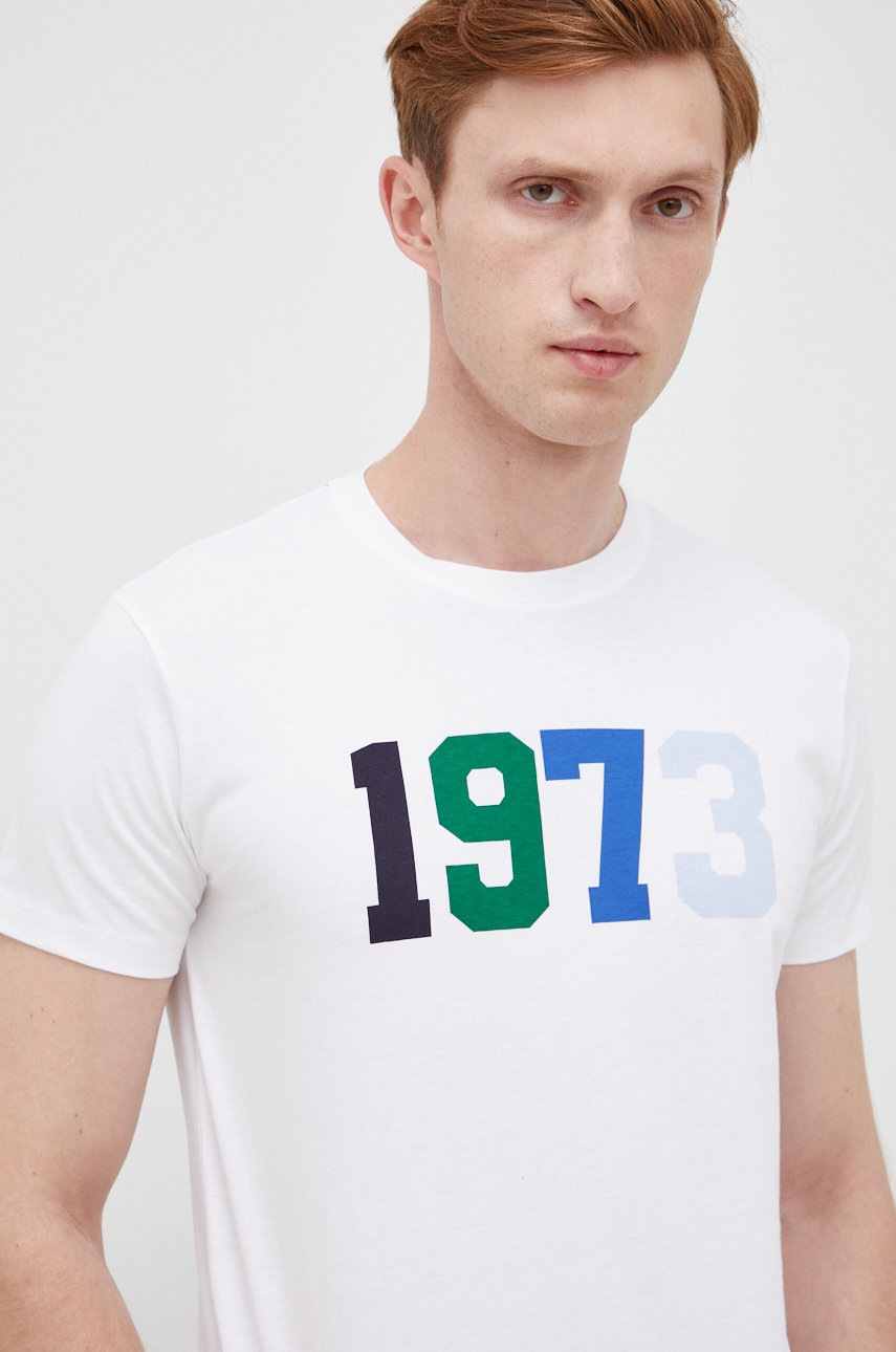 

Памучна тениска Pepe Jeans в бяло с принт, Бял