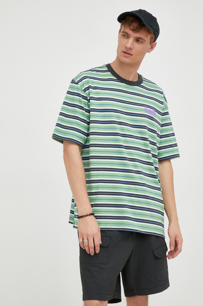 Levi's tricou din bumbac culoarea verde, modelator