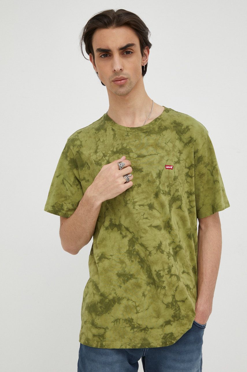 Levi's tricou din bumbac culoarea verde, modelator