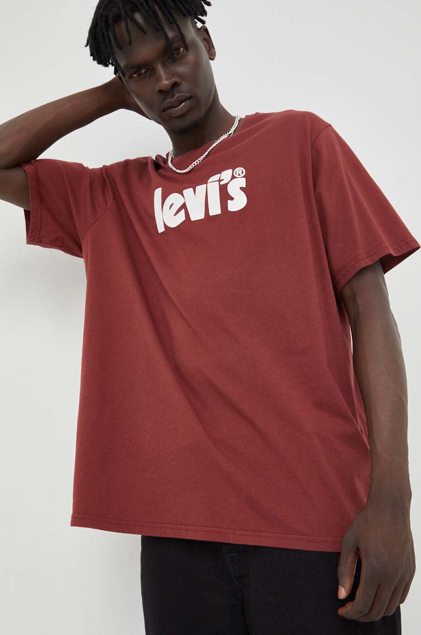 Levi’s tricou din bumbac culoarea bordo, cu imprimeu answear.ro