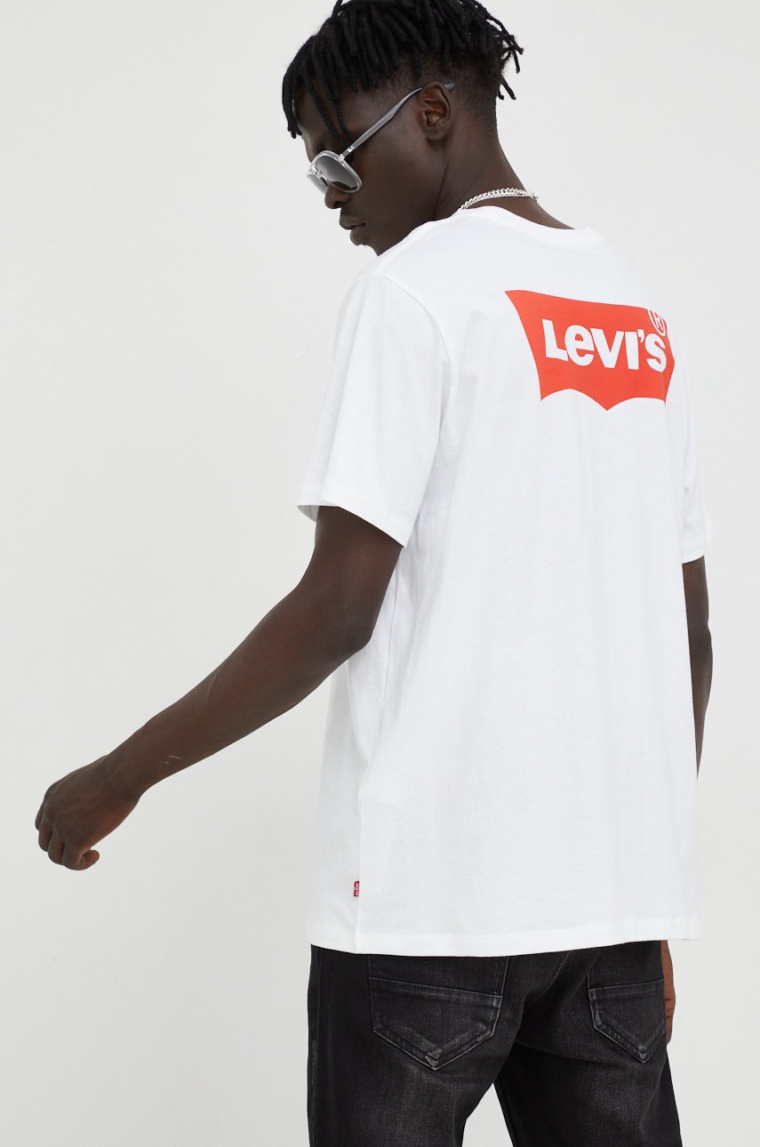 

Памучна тениска Levi's в бяло с принт, Бял