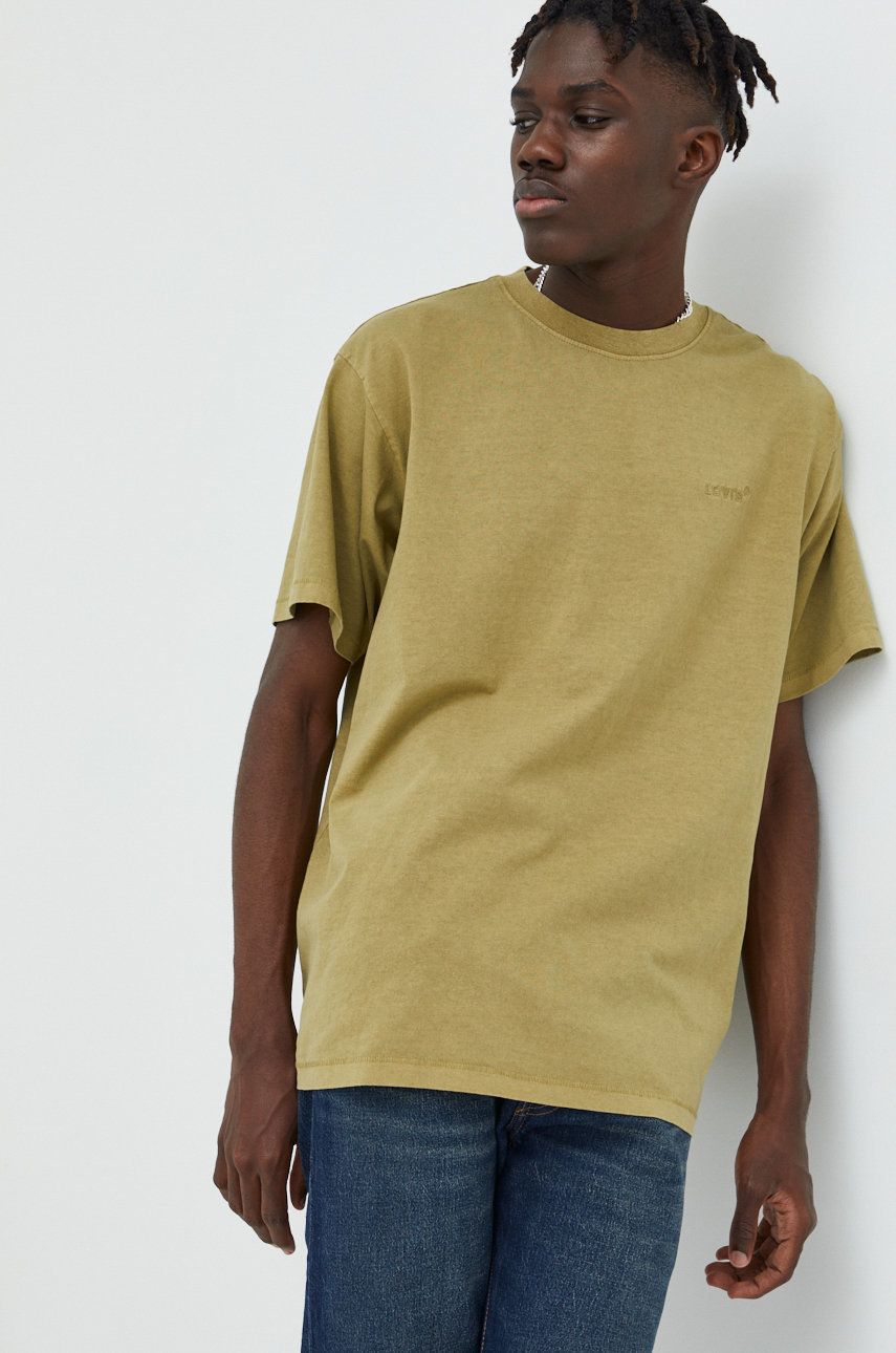 Levi’s tricou din bumbac culoarea verde, neted answear.ro imagine noua