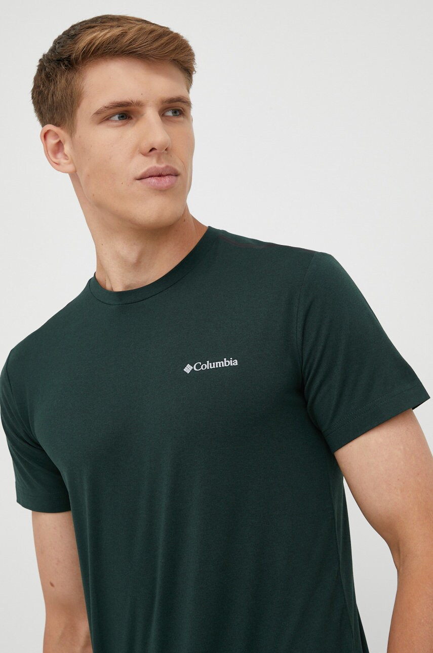 Columbia tricou sport tech trail culoarea verde, melanj