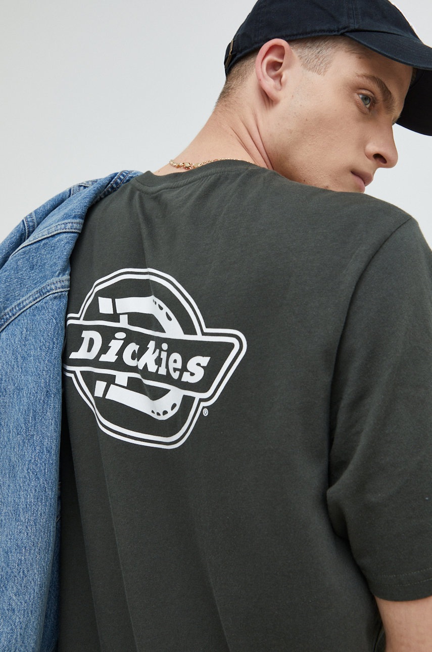 

Хлопковая футболка Dickies цвет зелёный с принтом