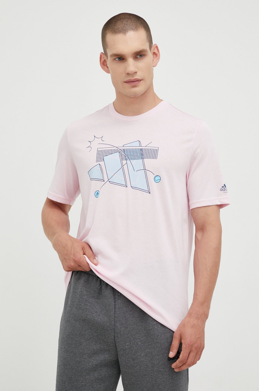 Adidas performance tricou de antrenament culoarea roz, cu imprimeu