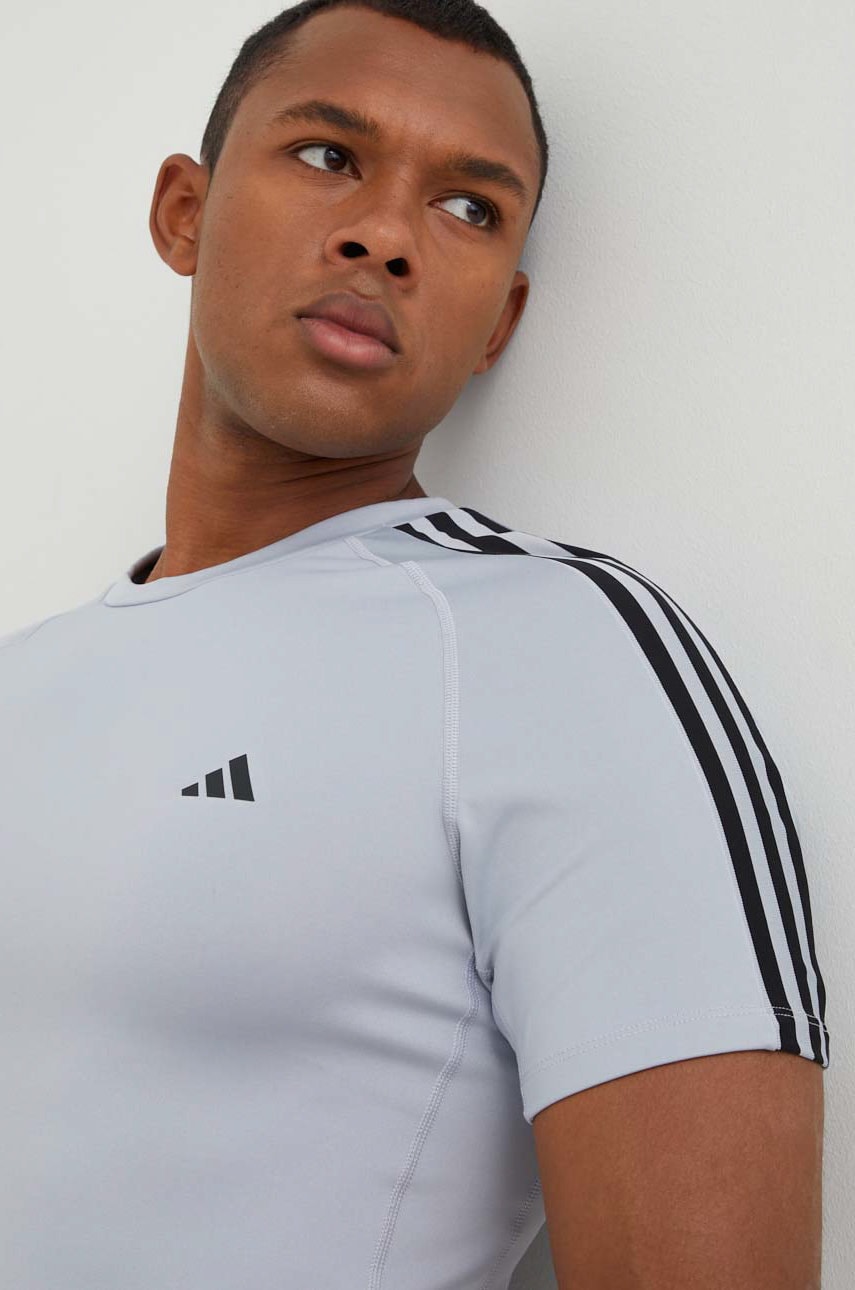 Adidas performance tricou de antrenament techfit culoarea gri, cu imprimeu