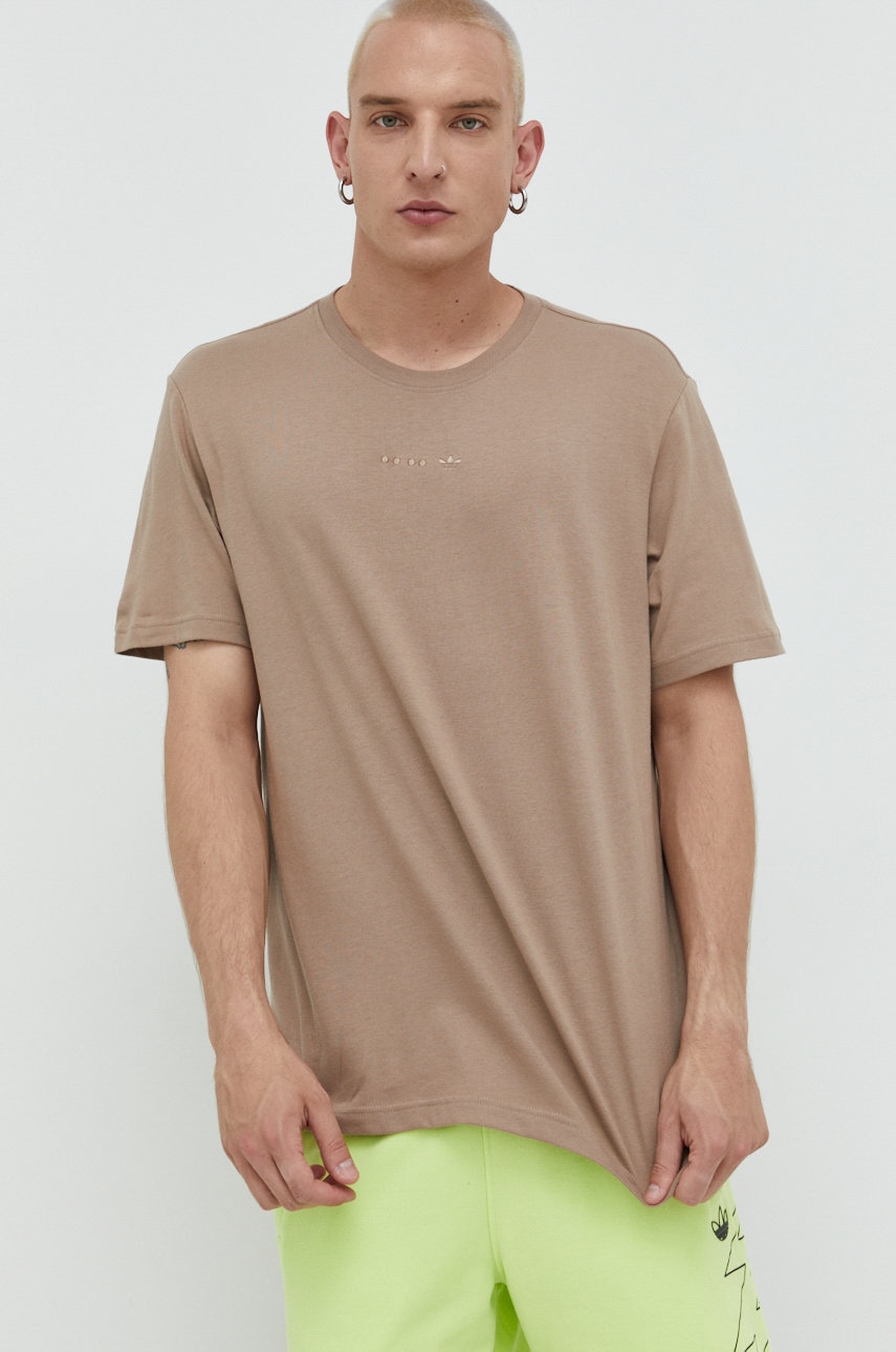 Adidas originals tricou din bumbac culoarea bej, neted