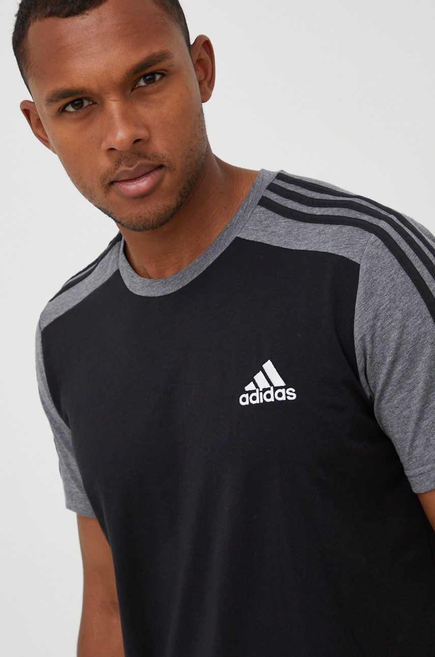 Adidas t-shirt męski kolor czarny gładki